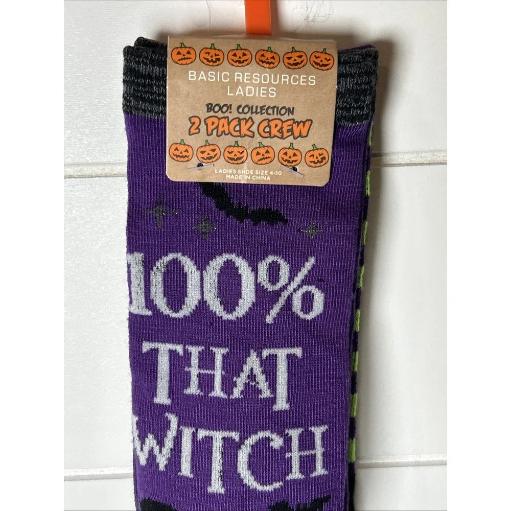Boo! Collection 2‎ Pack Crew Socks Women's 4-10 Halloween